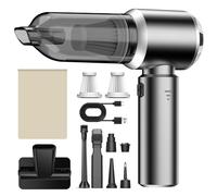 Aspiradora de mano, 20000Pa Mini Aspirador sin Cable Coche 4 en 1 Automática 6000mAh Ajuste de 3 Velocidades Motor sin Escobillas para Auto/Vocina/Oficina/Hogar/Pelo de Mascotas/Sofá/Teclados, Gris