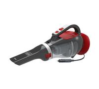 Black+Decker Aspirador de Mano para Coche 12V, Potente Acción Ciclónica, Doble Filtro, Adaptador de Coche, Cable Adaptador de 5 Metros, Incluye Varilla de extensión, ADV1200-XJ