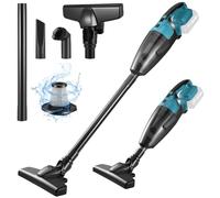 Aspiradora de mano inalámbrica para batería Makita de 18V, Mini aspiradora portátil y liviano uso en seco y húmedo, Aspirador pequeño con 3 boquillas y caja para el polvo, para el hogar y el automóvil