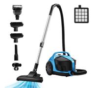Aspiradora de recipiente, aspiradora sin bolsa de 30 KP, taza de polvo grande de 4.5 cuartos de galón, cable retráctil, filtro HEPA doble, 6 herramientas, aspiradora ligera de 1600 W para el hogar