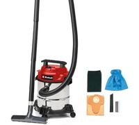 Einhell Aspirador en seco y húmedo TC-VC 1812/1 S | 1250 W | 180 mbar | Recipiente de 12 l | 4 ruedas giratorias | Boquilla para juntas y combinada | Filtro de espuma