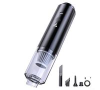 Aspiradora inalámbrica alimentada por USB para mini aspiradora silenciosa, succión de 3000 Pa, uso en seco y húmedo, tecnología silenciosa, ligera y fácil de manejar (7.4 V 4000 pa negro)