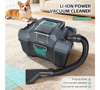 Aspiradora Inalámbrica Húmeda/Seca sin Escobillas, 17000PA, Portátil, Compatible con Batería DeWALT 20V, Manguera de 2.5M, para Limpieza del Hogar, Auto y Mascotas no battery