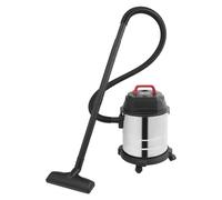 Aspiradora industrial en seco y húmedo, 1500 W, de acero inoxidable de 20 l, potencia de succión de 18 kPa, filtro de 4 capas, radio IPX4,8 m, limpiador de garaje y taller para sótano, coche y jardín