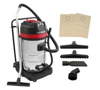 Aspiradora Industrial en Seco y Húmedo de Acero Inoxidable de 80L,4 Accesorios+3 Bolsas GRATIS Aspirador para Limpieza Comercial 3000W Motor Triple,Filtro de Tela,Manguera 1.5m,Cable 9m,con/sin Bolsa