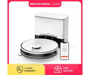 Aspiradora Robótica ILIFE A30 Pro con Estación de Autovaciado Automático, Succión Potente de 5000 Pa, Navegación LDS, 180 Minutos de Autonomía, Función 2 en 1 de Fregado y Barrido, Control por ILIFE A