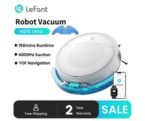Aspiradora Robótica LEFANT M310 Ultra con Navegación TOF LiDAR, Succión de 6000 Pa, 150 Minutos de Autonomía, Filtro HEPA, Ideal para Pelo de Mascotas M310U