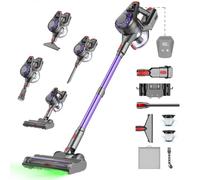 Aspiradora Sin Cable 40KPa 450W Motor Mejorado 50Min, 1.6L Aspirador Sin Cable Autoportante, Carga de Pared y V Anti-Enredos, Escoba Aspiradora Sin Cable LED Display para Mascotas Alfombras y Parqué