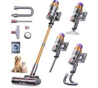 Aspiradora sin Cable 600W/50KPA/65Min (ECO), Escoba Aspiradora sin Cable Potente con AUTO Modo, Carga de Pared, Aromaterapia, Manguera de 1M, Cepillo Antienredos para Cabello/Alfombras/Pisos(X7A Pro)