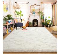 Aspire Homeware Alfombra mullida para dormitorio, color crema, grande, 160 x 230 cm, para sala de estar, salón, alfombra de felpa moderna y suave de pelo sintético para el hogar