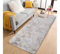Aspire Homeware - Alfombras de sala de estar Tie-Dye en color gris claro para dormitorio, pasillo, antideslizante de 60 x 220 cm - Alfombras de felpa súper suaves y modernas - Alfombras mullidas y