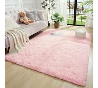 Aspire Homeware Alfombras para sala de estar - Alfombra de área rosa de 80 x 150 cm para dormitorio, antideslizante, moderna, súper suave, gruesa, mullida, no desprende pelo