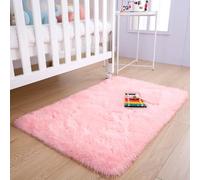 Aspire Homeware Alfombras para sala de estar - Alfombras rosas de 50x80cm para dormitorio antideslizantes - Alfombra moderna, súper suave, gruesa, pequeña, esponjosa, peluda y Shaggy sin