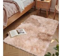 Aspire Homeware Alfombras para sala de estar pequeñas de 50 cm x 80 cm - Alfombras de felpa beige añil para dormitorio antideslizantes - Alfombras de pelo mullido súper suaves y modernas para salón