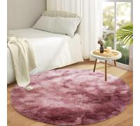 Aspire Homeware Alfombras redondas para sala de estar, color rosa y lila, 120 x 120 cm, antideslizantes, modernas, supersuaves y esponjosas, alfombras de felpa para habitación de niños