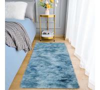 Aspire Homeware Alfombras Sala de Estar 60 x 110 cm - Alfombras de Área Tie-Dye Verde Azulado para Dormitorio Antideslizante - Alfombras de Suelo Modernas Súper Suaves de Felpa para Salón - Alfombra