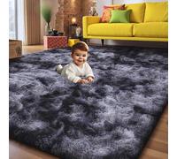Aspire Homeware Alfombras Sala de Estar - Alfombras de Área Gris Oscuro para Dormitorio Antideslizantes - Alfombra Shaggy Peluda de Pelo Grueso Súper Suave Moderna que No Se Desprende (Tye-Dye Gris