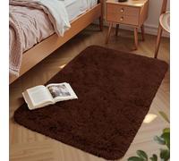 Aspire Homeware Alfombras Sala de Estar - Alfombras de Área Marrones 50x80cm para Dormitorio Antideslizantes - Alfombra Shaggy Pequeña Esponjosa Moderna Súper Suave Pelo Grueso Sin Desprendimiento