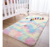 Aspire Homeware Alfombras Sala de Estar Alfombras de Área Pequeñas Arcoíris 50x80cm para Dormitorio Antideslizante Moderna Súper Suave Pelo Grueso Pequeña Alfombra Esponjosa Shaggy Sin Desprendimiento