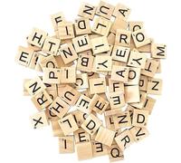 ASPIRE UK ® 200 azulejos de madera con letras negras para manualidades, juegos de mesa, proyectos de bricolaje, arte, decoración de pared y libros de recortes, ideal para niños, adultos y manualidades