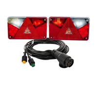 ASPÖCK MULTIPOINT V Kit de Luces Traseras Siete Funciones para Remolque Lámparas Híbridas LED con Arnés Eléctrico MANTES de 7m Enchufe 13 Pines Bayoneta 12V
