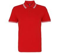 Asquith & Fox Asquith and Fox Men's Classic Fit Tipped Polo, Multicolor (Red/White 000), Large para Hombre