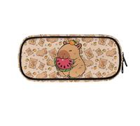 ASQVTIFE Estuche para lápices de gran capacidad con compartimentos y organizador de escritorio para niñas y niños, Capybara Sandía, L8.8x W1.7x H4.1inches, Capybara Sandía