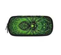 ASQVTIFE Estuche para lápices de gran capacidad con compartimentos y organizador de escritorio para niñas y niños, Araña verde, L8.8x W1.7x H4.1inches, Mochila para niños