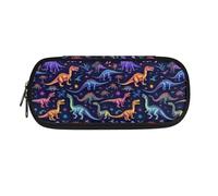 ASQVTIFE Estuche para lápices de gran capacidad con compartimentos y organizador de escritorio para niñas y niños, Dinosaurios coloridos, L8.8x W1.7x H4.1inches, Mochila para niños