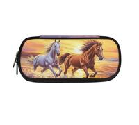 ASQVTIFE Estuche para lápices de gran capacidad con compartimentos y organizador de escritorio para niñas y niños, Caballo al galope, L8.8x W1.7x H4.1inches, Mochila para niños