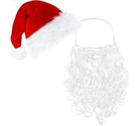ASQzhuLIWing Conjunto de 2 accesorios para disfraz de Papá Noel gorro y barba de Papá Noel ideal para juegos de rol navideños de adultos, disfraz novedoso para fiestas