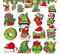 ASQzhuLIWing Set de 24 Adornos para el árbol de Navidad Planos 2D Color Verde Lima Ideales para Decorar Fiestas en casa Feliz Navidad Construyendo un Tema de Cuento de Hadas