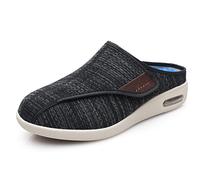 ASRJ Zapatos para diabéticos de ancho ancho para hombres, zapatillas de espuma viscoelástica para pies hinchados zapatos de casa para interiores para artritis y edema