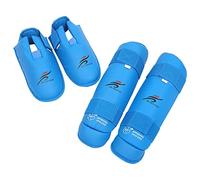 AsrMyjcx 4 Piezas Protector de Espinilla de Pierna Muñequeras de Pie de Artes Marciales con Capa Interior Ligera Resistente Al Impacto Adecuado, Blue, S