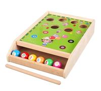 AsrMyjcx Juego de Billar para Niños Mesa Billar Mini Mesa Taco Bolas de Madera para Coordinación Ojo Mano y Paciencia Adecuado para Entrenamiento Temprano Terapia Ocupacional Guardería