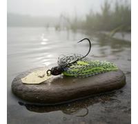 AsrMyjcx Señuelo de Pesca con Ojos 3D Realistas Hoja de Alta Reflexión Faldón Silicone Atado y Movimiento para Atraer Bass Adecuado Deportes Acuáticos, Negro+Amarillo, 9G