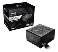 ASRock Pro Series PRO-750B - Fuente de alimentación (750 W, 80 Plus, ATX3.1 y PCIe5.1, con cable de doble color, 12 V-2 x 6, 120 mm, ventilador de bajo ruido