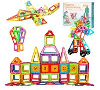 Assark 98 Piezas Magneticos Construccion Niños, Construcciones Magneticas Bloques de Construcción Magnéticos, Educativo Montessori Juguetes Niños y Niñas 3 4 5 6 7 8 Años
