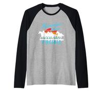 Assateague Island Wild Horses Virginia Viaje Retro Atardecer Camiseta Manga Raglan