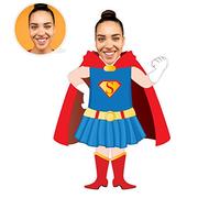 ASSIALL Almohada Facial Personalizada Mini Me Cojines con Forma Personalizada Impresión 3D a Doble Cara Almohada de Felpa Regalo del Ornamento del Coche del Sofa (Super Girl)