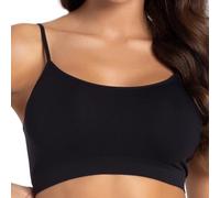 Assoluta Sujetador deportivo sin costuras con tirantes finos, bonito, suave, cómodo, fitness, sin costuras laterales, cerca del cuerpo, Negro , M