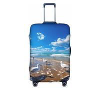 ASSORT Blue Ocean Print - Funda elástica para maleta, antiarañazos, lavable, varios tamaños, Blanco, L