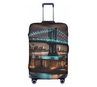 ASSORT New York Manhattan Bridge Night Print - Funda elástica para maleta, antiarañazos, lavable, varios tamaños, Blanco, S