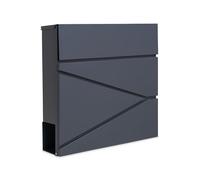Assorted Collections Buzón de Pared con Soporte para periódicos, con Cerradura con 2 Llaves, diseño Moderno, fácil de Instalar, 37 x 10,5 x 37 cm (Gris)