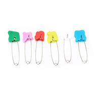 Assorted Color Diaper Pins Safety Locking Cloth Diaper Nappy Sewing Knitting Fabric Pins Random Color Stainless Steel Plastic Head 6 or 12 Pins Home Use Baby Adult Laundry Craft (6 colorful animal
