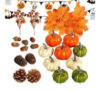 Assorted Fall Decor - Small Pumpkins Realistic Mini Acorns Pine Cones 25pcs
