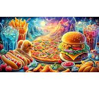 Assorted-Fast-Food-Spread-with-Burgers_Fries_Pizza_and-Drinks 1000 Piezas Puzzle Educativo Papel Reciclado Juego Familiar Desafiante para decoración Mural y Regalos 70x50/1000pcs