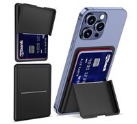Asstar - Cartera magnética Compatible con MagSafe, Cartera Ajustable para Apple Wallet mag Safe, Tarjetero magnético para iPhone 15/14/13/12, Piel sintética de Sarga, 3 Tarjetas, Negro, Sarga