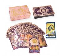 ASSZBE Tarot Rider Waite Dorado en Inglés, 78 + 2 Cartas con Guía
