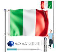 Asta de aluminio 630cm incl bandera de Italia
